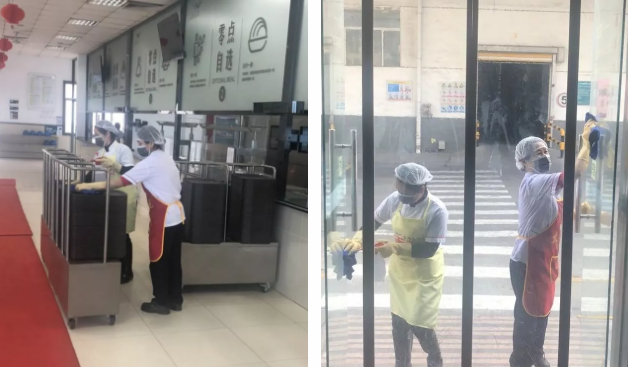 （疫情宣傳教育培訓(xùn)中）（錯(cuò)峰就餐 分散式就餐） （傾力出擊，全面消毒）